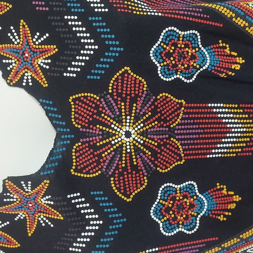 Shyanne Black Tank Top with Colorful Embroidery Look Print